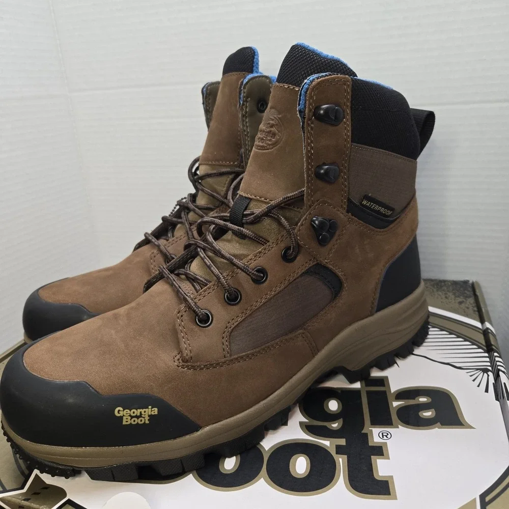 NWT Georgia Boots Mens 9M Blue Collar Ergo Safety Toe Waterproof Work Hiking‎
